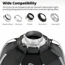 Ambitful Ps45 45cm快速安裝可攜式迷你八角軟箱,帶有bowens底座和蜂巢格,可用於攝影燈 - 黑色 - 查看 8