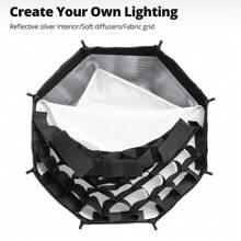 Ambitful Ps45 45cm快速安裝可攜式迷你八角軟箱,帶有bowens底座和蜂巢格,可用於攝影燈 - 黑色 - 查看 4