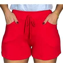 Aristem Plus Size Shorts - Đỏ - Xem 2