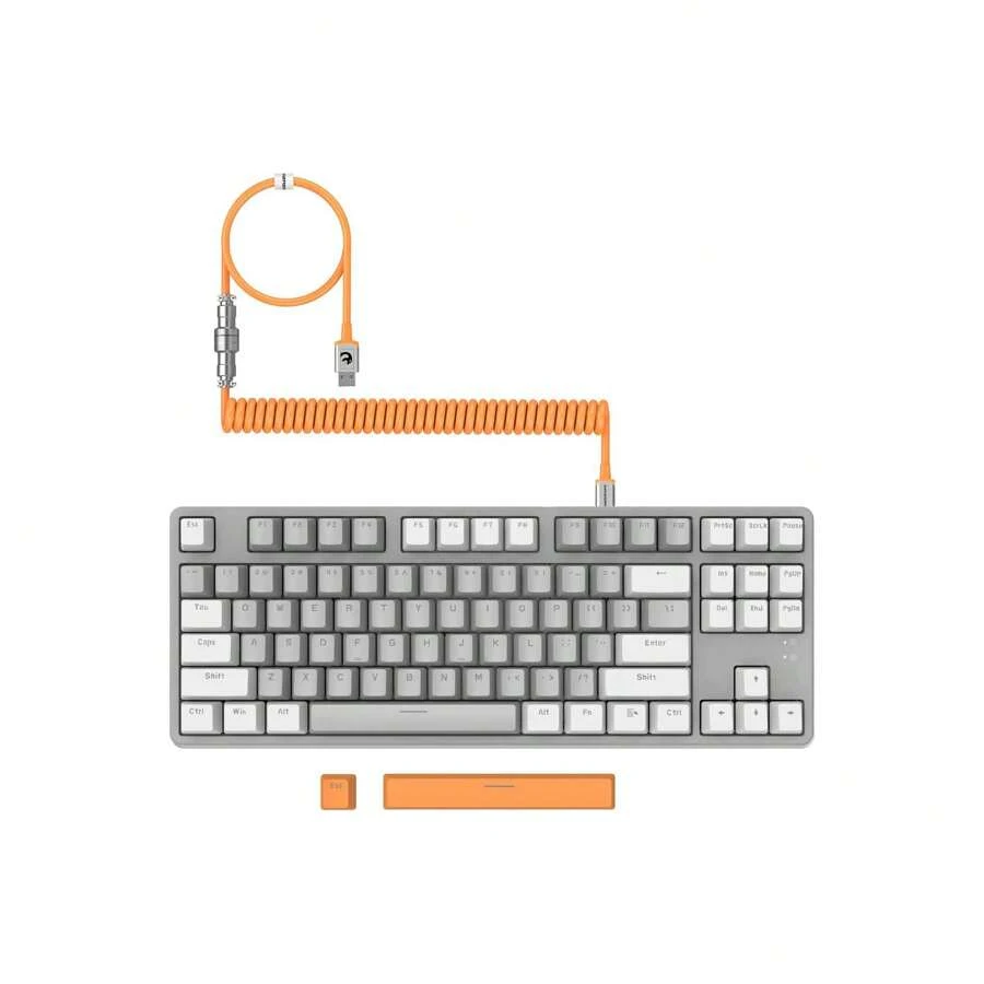 Wired Hot-Swappable Mechanical Keyboard & Coiled Wire Custom DIY Keyboard, Three Colors - Yellow - View 1