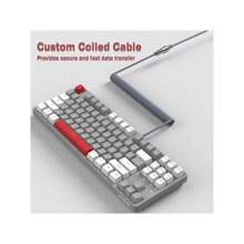 Wired Hot-Swappable Mechanical Keyboard & Coiled Wire Custom DIY Keyboard, Three Colors - Yellow - View 4