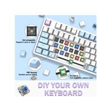 Wired Hot-Swappable Mechanical Keyboard & Coiled Wire Custom DIY Keyboard, Three Colors - Yellow - View 2