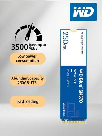  Western Digital WD Blue SN570 NVMe M2 2TB 1TB 500GB 250GB SSD PCIe3.0*4 M.2 2280 Internal Solid State Drive For Laptops PC