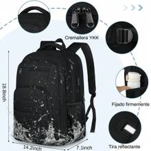 Mochila para laptop 17.3 pulgadas Impermeable, Mochila de Viaje Gran capacidad, mochilas con Puerto de Carga USB, mochilas para hombre, Trabajo, Viaje, Negro, Azul - Negro - Ver 5