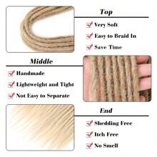 ELIZA Extensiones de rastas de doble punta de 22 pulgadas para mujeres, confeccionadas a mano con 10 mechones de cabello de crochet sintético de 0,6 cm, extensiones delgadas de rastas hippie 27613 - Lino Marrón - Ver 4