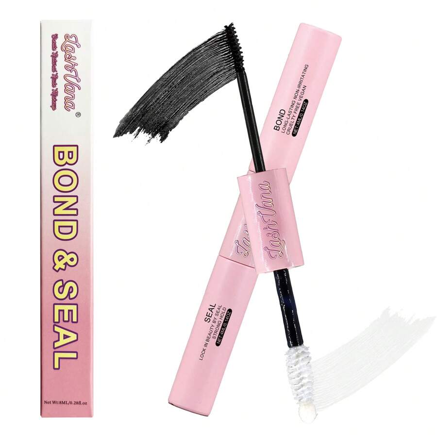 Falscara Bond and Seal para pestañas postizas de pétalos, adhesivo para extensiones de pestañas postizas en racimos, incluye un tubo de doble cara de BOND (4 ml) y SEAL (4 ml) - Negro - Ver 1