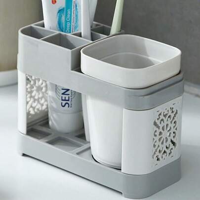 Toothbrush Holder With Gargle Cups Set, Creative Couple Home Bathroom Toothbrush Rack Cup Holder Home Bathroom Decor Fall Decor Back To School