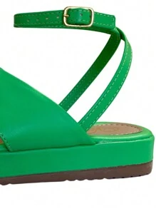 Women Flat Sandals - màu xanh lá - Xem 2