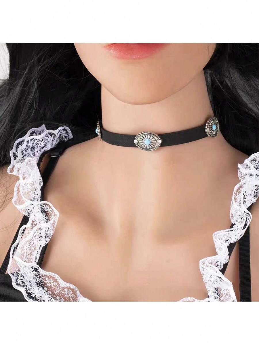 1 Miếng Của phụ nữ Phong cách Bohemian Hoa & Màu ngọc lam Hạt Vòng cổ Statement , Thích hợp Đối với Mặc hàng ngày - Nhiều màu - Xem 1