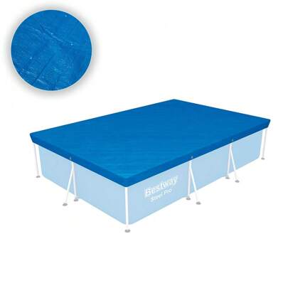 Cubierta para Alberca Rectangular Funda Para Piscina de PVC Cobertor para Alberca Azul 3.04 x 2.05 mts