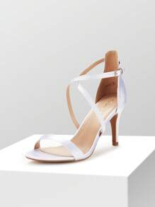 Giày cao gót quai chéo thời trang cho nữ Giày cao gót hở mũi Giày cao gót đế xuồng cho tiệc cưới, tiệc tối, tiệc về nhà, ngày lễ tình nhân - trắng - Xem 4
