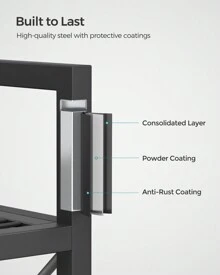 SONGMICS 5 层金属储物架，带 X 侧框的搁架单元，密集网格，12.6 X 31.5 X 57.3 英寸，适用于入口、厨房、客厅、浴室、工业风格户外装饰 - 黑色 - 查看 4