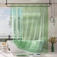 AmazerBath Shower Curtain Liner, 100% EVA Soft Clear Green Heavy Duty Shower Curtain And Liner 2-In-1, 72x72 Luxury Plastic Weighted Bathroom Shower Liner, 12 Rustproof Grommets & 3 Heavyweight Stones - 自然綠洲 - 查看 2