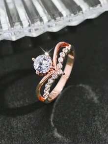 1 Miếng Đúng mốt Thiết kế rỗng Hình trái xoan Khối Zirconia  Nhẫn , Lý tưởng Qủa tặng Cho Ngày Lễ Tình Nhân Ngày - 1016 - Xem 3