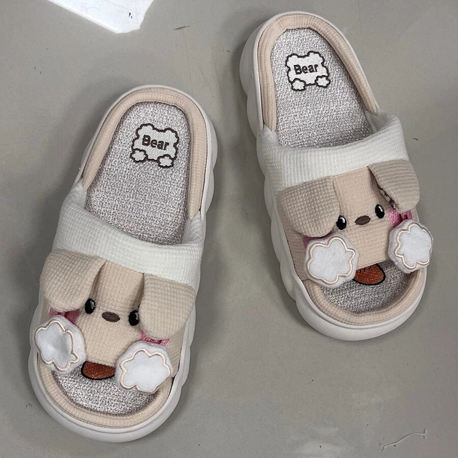 The Thick-Soled Sandals Are Comfortable, Fashionable And Cute With Teddy Bears. - 米色 - 查看 1