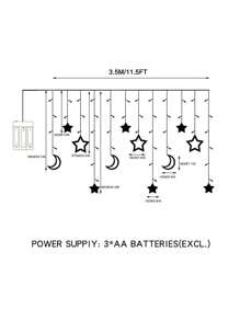 1 Set Of 12 Pieces Twinkling LED Curtain String Lights Star And Moon String Star Moon Lights  Christmas Decoration Lights Suitable For Wedding Valentine's Day Home Garden Bedroom Outdoor Indoor Wall Decoration