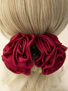 1 pieza Scrunchie de tela con diseño de flor de rosa, elegante - Morado - Ver 7