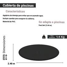 Cubierta para Alberca Circular Funda Para Piscina de PVC Cobertor para Alberca Negro  2.40 mts - Negro - Ver 2