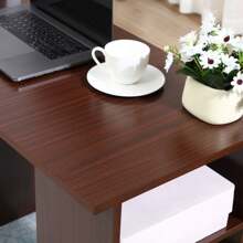 HOMCOM 120cm Computer Desk, Writing Table, PC Workstation With 3 Storage Shelves And Drawers - Brown - View 5