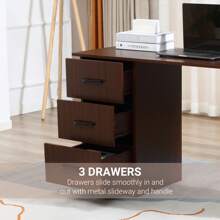 HOMCOM 120cm Computer Desk, Writing Table, PC Workstation With 3 Storage Shelves And Drawers - Brown - View 9