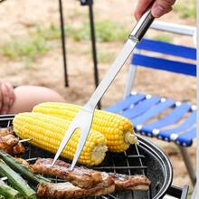 3pcs/Set Stainless Steel Barbecue Tool Set, Including Bbq Spatula, Bbq Fork And Bbq Tongs - Black - View 4