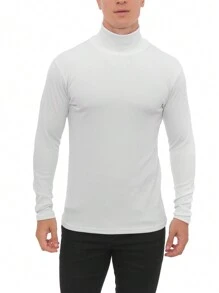 Blusa Masculina Cacharrel de malha Canelada Gola Alta - Branco - Visão 3