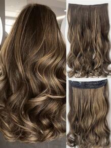 Clip In Hair Extensions Black Color Long Wave Hair Extension For Women Full Head Synthetic Hair Extensions Hairpieces - Multicolor - View 2