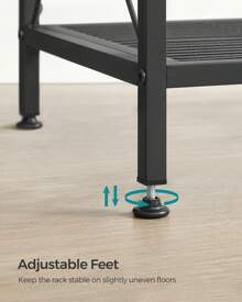 SONGMICS 5 层金属储物架，带 X 侧框的搁架单元，密集网格，12.6 X 31.5 X 57.3 英寸，适用于入口、厨房、客厅、浴室、工业风格户外装饰 - 黑色 - 查看 7