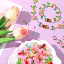 Random Color Cute Tulip Shape Beaded Jewelry Set For Diy, Including Bracelet, Necklace, Earrings, Keychain, Phone Strap, Anklet, Pendant - Perfect For Festival Party Gift And Accessory Making