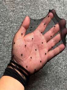 10pairs Durable & Elegant Polka Dot Detail Elastic Nylon & Crystal Socks