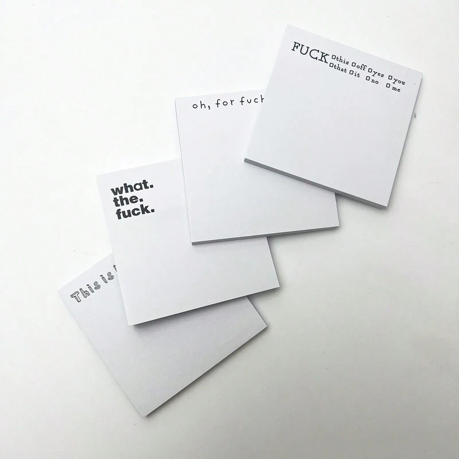 Felinco 4pcs Fun Sticky Notes Set, 3*3inch Interesting Memo Pad, Novelty Prank Sticky Notes Notebook, Stylish Rude Memo Pad Gift For Office Desk Accessories, Funny Gifts For Friends And Colleagues (50 Sheets/Pad) Back To School - White - View 1