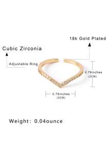 FICCINO Ficcino Adjustable Gold Plated & Platinum Plated V Shape Rose Gold Ring With Cubic Zirconia, Great Anniversary Gift With Jewelry Box