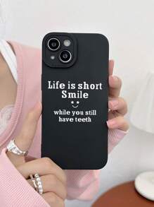 1 Miếng Truyền cảm hứng Tiếng Anh Mỉm cười Mặt In & Máy chụp hình Đầy đủ Wrapped Bảo vệ Đen Chạm nhẹ Ốp lưng & bao da điện thoại Tương thích với iPhone 11 , iPhone 13 , iPhone 14 , iPhone 15 Và Khác iPhone người mẫu - Nhiều màu - Xem 4