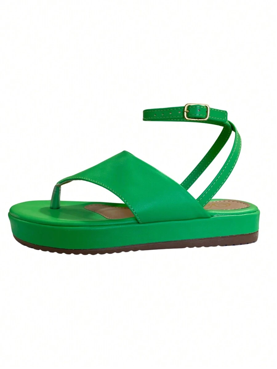 Women Flat Sandals - màu xanh lá - Xem 1