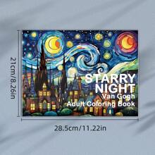 Adult Coloring Book With 32 Pages Van Gogh Style Starry Night Coloring Patterns , Art Supplies For Stress Relief , Relaxing , Reflecting And Decompressing - Ideal Christmas Gift For Men , Women And Teens Back To School,Mother's Day,Mom's Gift,Back To School,School Supplies
