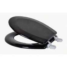 J&V Textiles Round Wooden Toilet Seat With Beveled Edge - Black - View 9