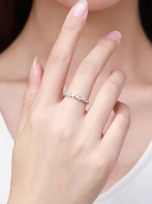 MODIAN 925 Sterling Silver Simple Stackable Cubic Zirconia Finger Rings For Women Solid Exquisite Fine Ring Fashion Jewelry Gift