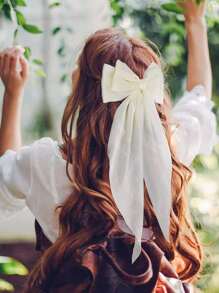 2 Miếng Cô gái To lớn Mượt Xa ten Tóc Nơ Clip , Quá lớn Đuôi dài Kim loại Clip Kẹp tóc , Bowknot Thẩm mỹ Phụ kiện tóc Đối với Ngày lễ Các bữa tiệc Và Sử dụng hàng ngày - Nhiều màu - Xem 3