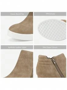 Women's Platform Wedge Sneakers Ankle Booties With An Elastic Strap And Inside Zipper Enhances Comfort - Màu Xám nhạt - Xem 5