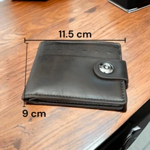 Cartera para hombre, color café chocolate, con broche de imán, diseño elegante y moderno - Marrón Chocolate - Ver 4
