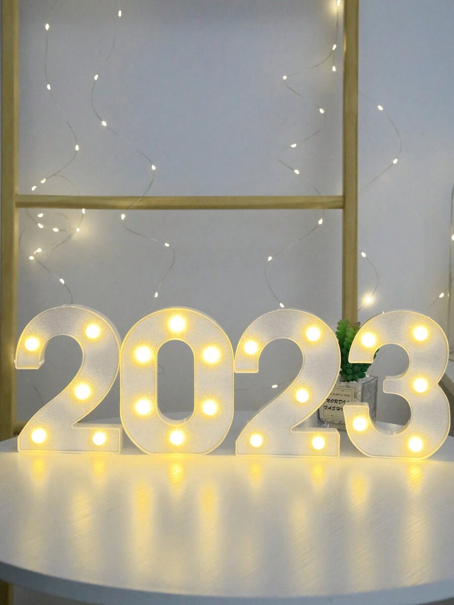 1 pieza Luz de la decoración ABS decorativo modernista número diseño LED para casa - Amarillo - Ver 1