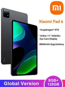 Xiaomi 全球版 Pad 6 8+128GB 灰色 Snapdragon 870 平板电脑 11 英寸 144Hz WQHD+ 显示屏 33W 快速充电 8840mAh 电池 13MP 摄像头 - 灰色 - 查看 2