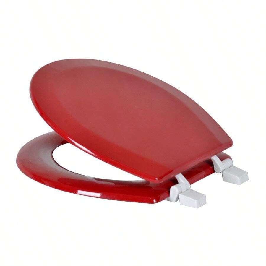 J&V Textiles Round Wooden Toilet Seat With Beveled Edge - Red - View 1
