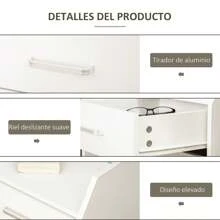 Vinsetto Cajonera de Oficina Mueble Auxiliar para Archivos con 4 Cajones Encimera Superior de Almacenaje 4 Ruedas y 2 Frenos para Estudio Despacho 40x36x65 cm - Blanco - Ver 4