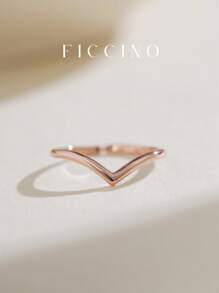 FICCINO Ficcino Adjustable Gold Plated & Platinum Plated V Shape Rose Gold Ring With Cubic Zirconia, Great Anniversary Gift With Jewelry Box