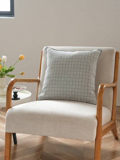 1pc Colorful Jacquard Woven Cushion Cover With Tassel
