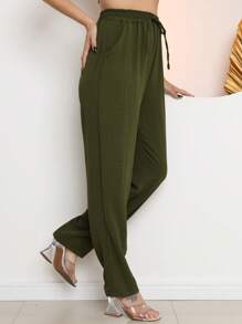 Women Pants - 軍綠色 - 查看 4