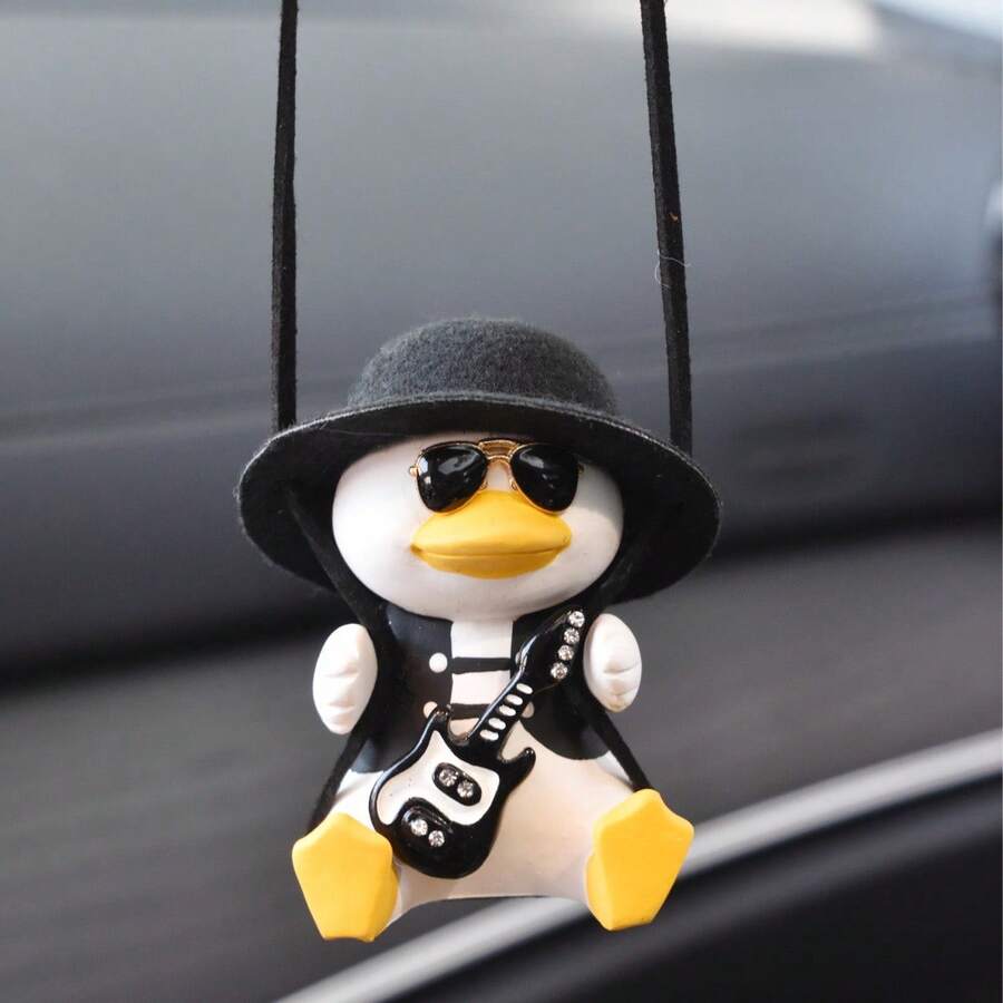 Pato De Dibujos Animados Con Sombrero Y Tocando La Guitarra Decoración De Bicicletas - Albaricoque - Ver 1