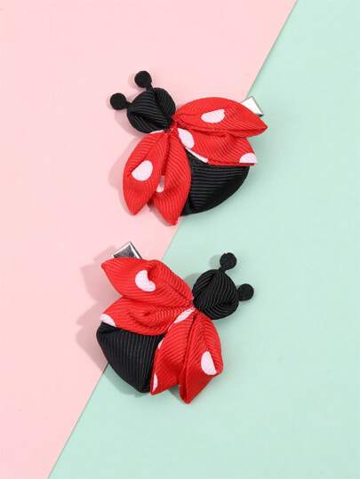 2 piezas Adorables pasadores de pelo con diseño de mariquita para niñas adolescentes