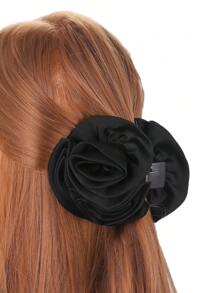 1 pieza Scrunchie de tela con diseño de flor de rosa, elegante - Morado - Ver 3